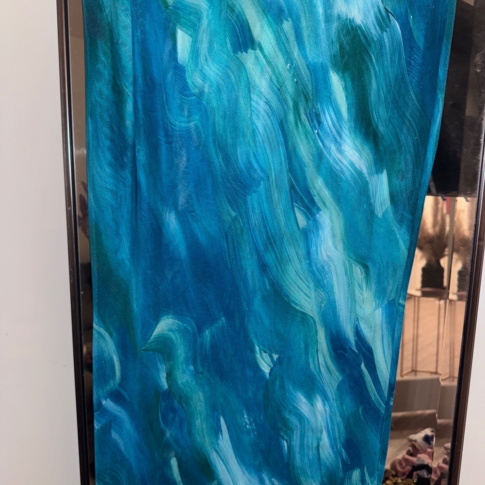 Farai London Abstract Blue and Green maxi skirt